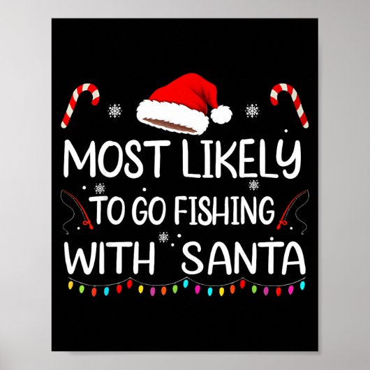 Most Likely To Go Fishing With Santa Family Christ Poster (Voorkant)