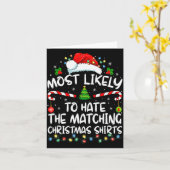 Most Likely To Hate Matching Christmas Funny Famil Kaart (Gele Bloem)