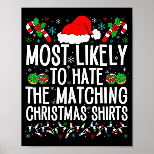 Most Likely To Hate Matching Christmas Funny Famil Poster (Voorkant)