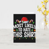 Most Likely To Hate Santa Hat Xmas Lights Christma Kaart (Gele Bloem)