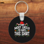 Most Likely To Hate Santa Hat Xmas Lights Christma Sleutelhanger (Voorkant)