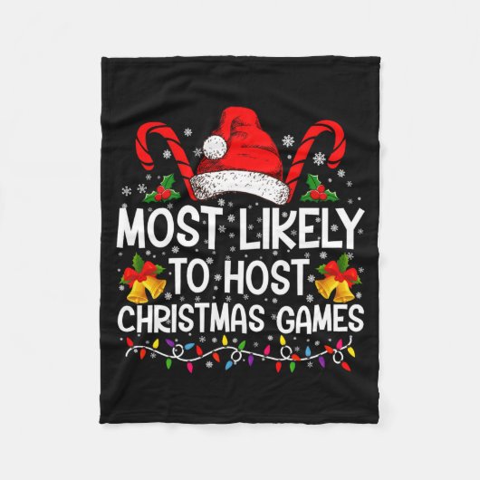 Most Likely To Host Christmas Games Family  Fleece Deken (Voorkant)