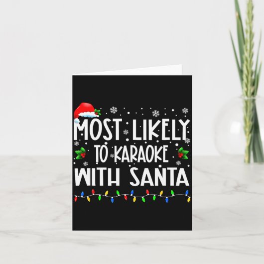 Most Likely To Karaoke With Santa Christmas Matchi Kaart (Voorkant)