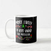 Most Likely To Kiss Under Mistletoe Funny Family C Koffiemok (Links)