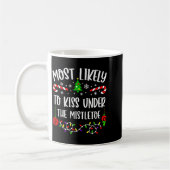 Most Likely To Kiss Under Mistletoe Funny Family C Koffiemok (Links)