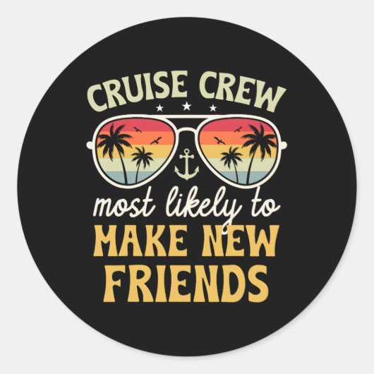 Most Likely To Make New Friends Matching Family Cr Ronde Sticker (Voorkant)