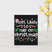 Most Likely To Nap On Christmas Christmas Matching Kaart (Gele Bloem)