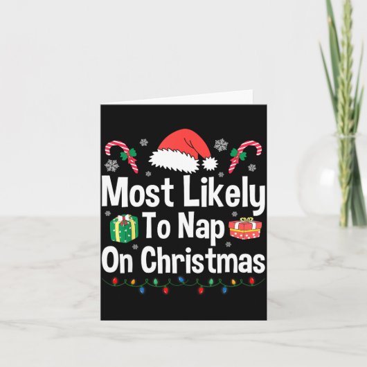 Most Likely To Nap On Christmas Family Funny Match Kaart (Voorkant)