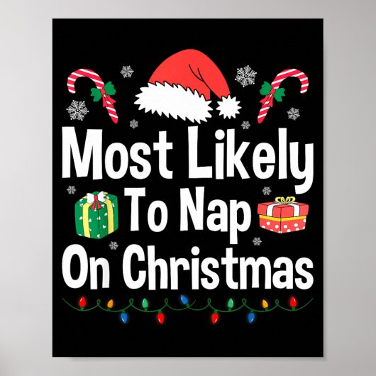 Most Likely To Nap On Christmas Family Funny Match Poster (Voorkant)