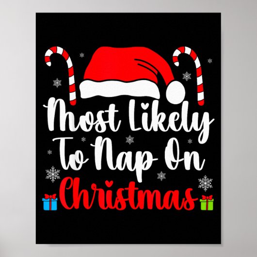 Most Likely To Nap On Christmas Family Funny Match Poster (Voorkant)