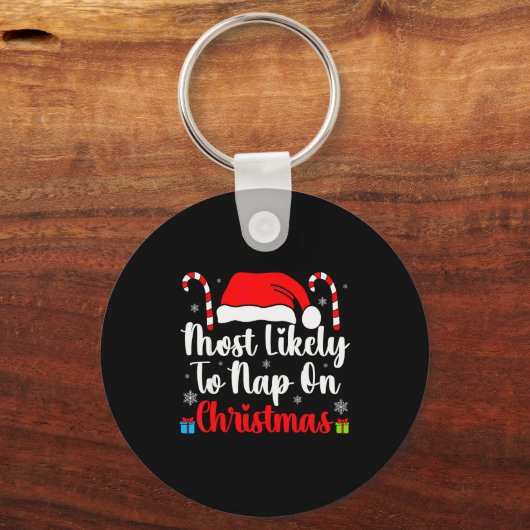 Most Likely To Nap On Christmas Family Funny Match Sleutelhanger (Voorkant)