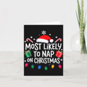 Most Likely To Nap On Christmas Family  Kaart (Voorkant)