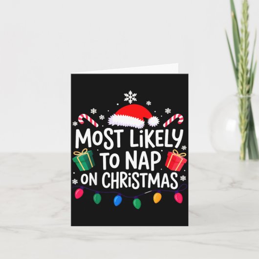 Most Likely To Nap On Christmas Family  Kaart (Voorkant)