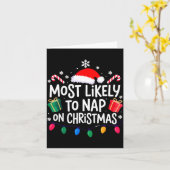 Most Likely To Nap On Christmas Family  Kaart (Gele Bloem)