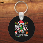 Most Likely To Nap On Christmas Family Matching Ch Sleutelhanger (Voorkant)
