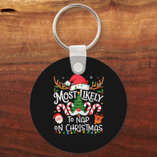 Most Likely To Nap On Christmas Family Matching Ch Sleutelhanger (Voorkant)