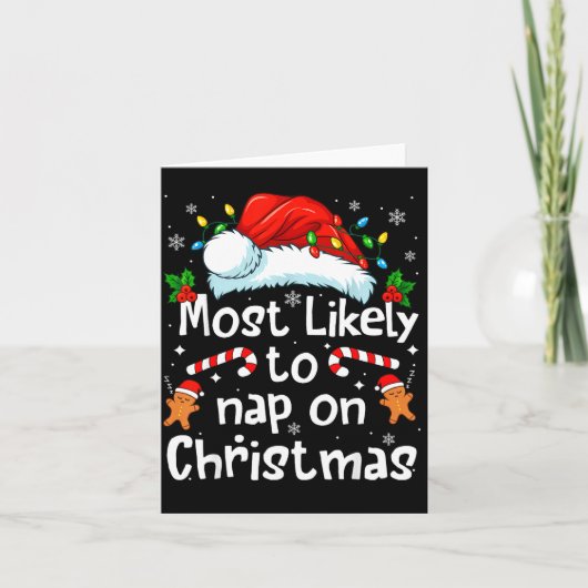 Most Likely To Nap On Christmas Funny Family Match Kaart (Voorkant)