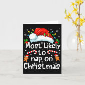 Most Likely To Nap On Christmas Funny Family Match Kaart (Gele Bloem)
