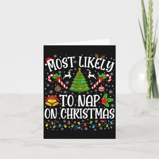 Most Likely To Nap On Christmas Funny Family Match Kaart (Voorkant)