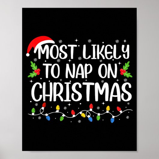 Most Likely To Nap On Christmas Funny Family Match Poster (Voorkant)