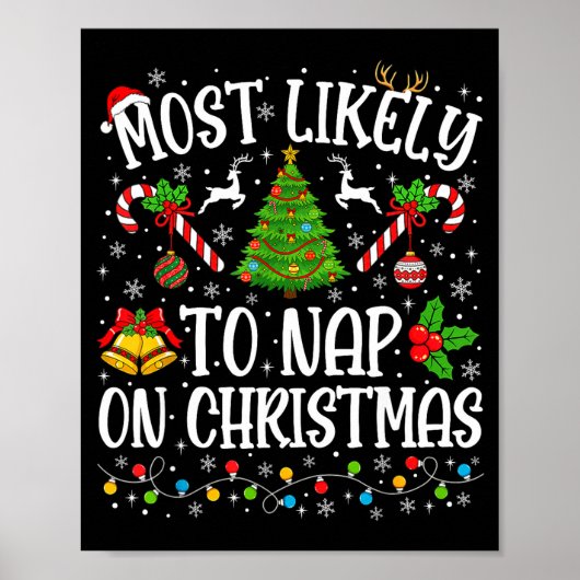 Most Likely To Nap On Christmas Funny Family Match Poster (Voorkant)
