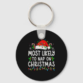 Most Likely To Nap On Christmas Funny Family Match Sleutelhanger (Voorkant)