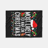 Most Likely To Nap On Christmas Funny Matching Fam Fleece Deken (Voorkant (Horizontaal))