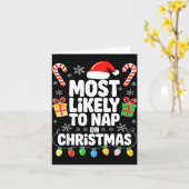 Most Likely To Nap On Christmas Shirt Family Match Kaart (Gele Bloem)