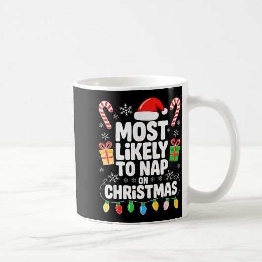 Most Likely To Nap On Christmas Shirt Family Match Koffiemok (Rechts)