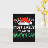 Most Likely To Nap On Santa's Lap Christmas Pajama Kaart (Gele Bloem)