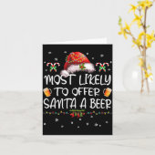 Most Likely To Offer Santa A Beer Christmas Drinki Kaart (Gele Bloem)