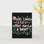 Most Likely To Offer Santa A Beer Christmas Matchi Kaart (Gele Bloem)