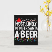 Most Likely To Offer Santa A Beer Family Matching Kaart (Gele Bloem)