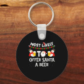 Most Likely To Offer Santa A Beer Snowman Christma Sleutelhanger (Voorkant)