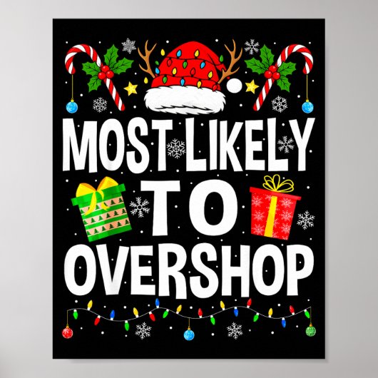 Most Likely To Overshop Shopng Squad Xmas Family C Poster (Voorkant)