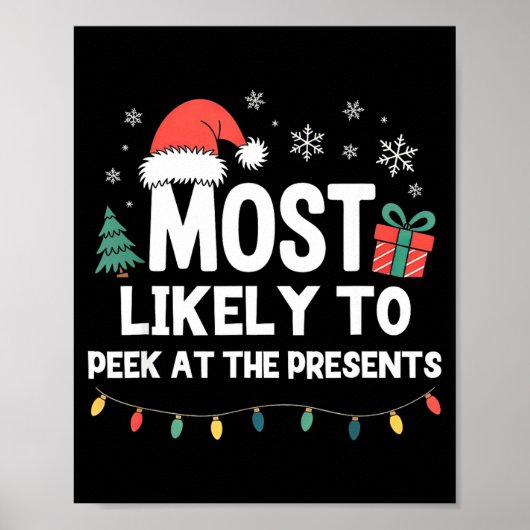 Most Likely To Peek At The Christmas Funny Xmas Poster (Voorkant)