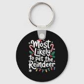 Most Likely To Pet The Reindeer Christmas Matching Sleutelhanger (Voorkant)