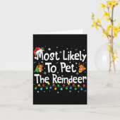Most Likely To Pet The Reindeer Family Matching Ch Kaart (Gele Bloem)