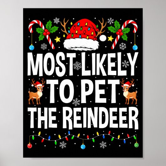 Most Likely To Pet The Reindeer Family Matching Ch Poster (Voorkant)