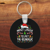 Most Likely To Pet The Reindeer Funny Christmas Sleutelhanger (Voorkant)