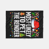 Most Likely To Pet The Reindeer Funny Family Chris Fleece Deken (Voorkant (Horizontaal))