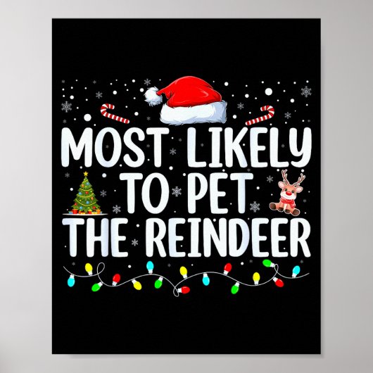 Most Likely To Pet The Reindeer Funny Family Chris Poster (Voorkant)