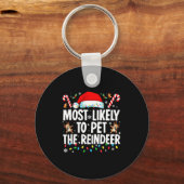 Most Likely To Pet The Reindeer Funny Matching Fam Sleutelhanger (Voorkant)
