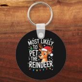 Most Likely To Pet The Reindeer Shirt Family Chris Sleutelhanger (Voorkant)