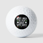 Most Likely To Play Golf With Santa Family Xmas Golfballen (Voorkant)