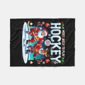 Most Likely To Play Hockey With Santa Christmas  Fleece Deken (Voorkant (Horizontaal))