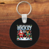 Most Likely To Play Hockey With Santa Christmas Sleutelhanger (Voorkant)