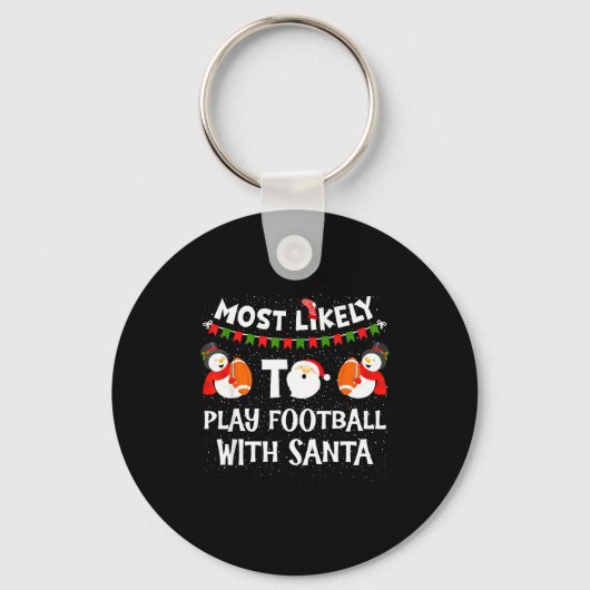 Most Likely To Play Hockey With Santa Christmas Sleutelhanger (Voorkant)