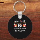 Most Likely To Play Hockey With Santa Christmas Sleutelhanger (Voorkant)