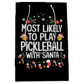 Most Likely To Play Pickleball With Santa Family Medium Cadeauzakje (Voorkant)
